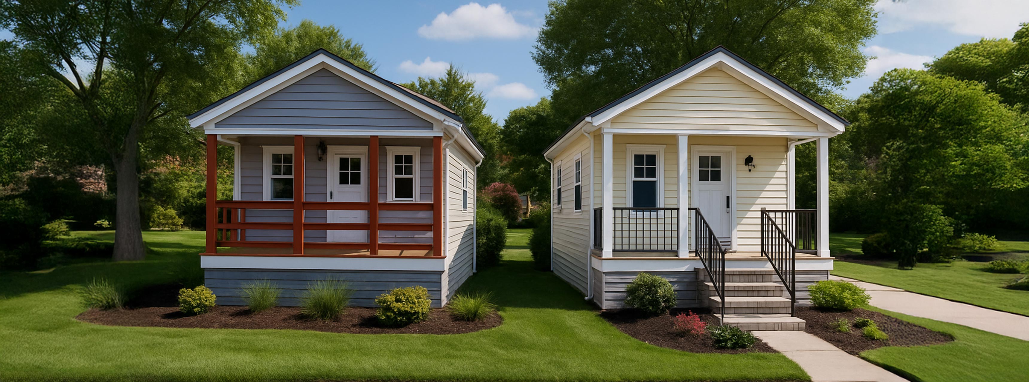 Tiny home in mountain valley.
